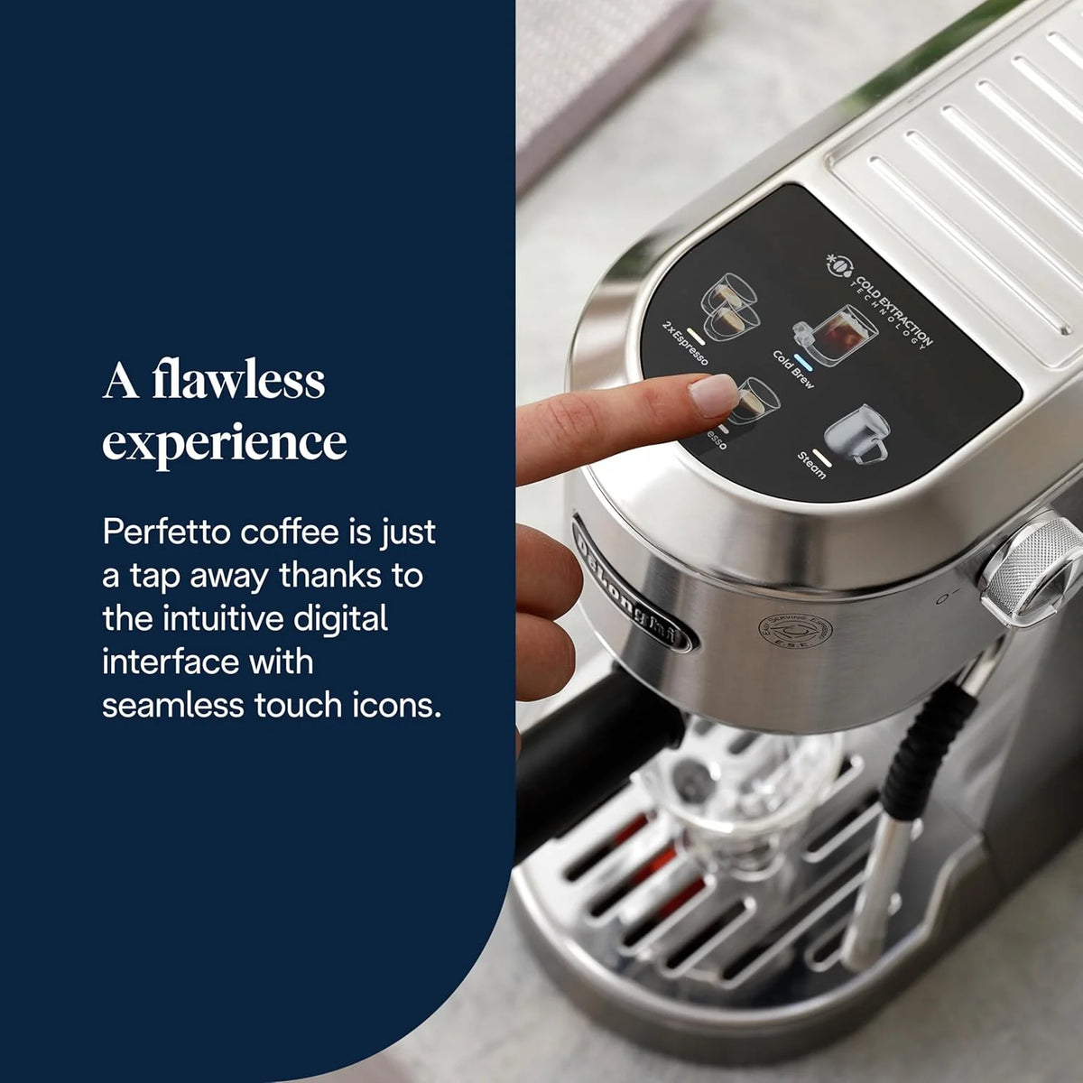 De'Longhi Dedica Duo EC890.M ręczny ekspres do kawy do espresso, cappuccino i cold brow, barman, z wyrzutnią parową do My LatteArt, wyświetlacz dotykowy, szerokość 15 cm, wyjmowany zbiornik 1,1 l,