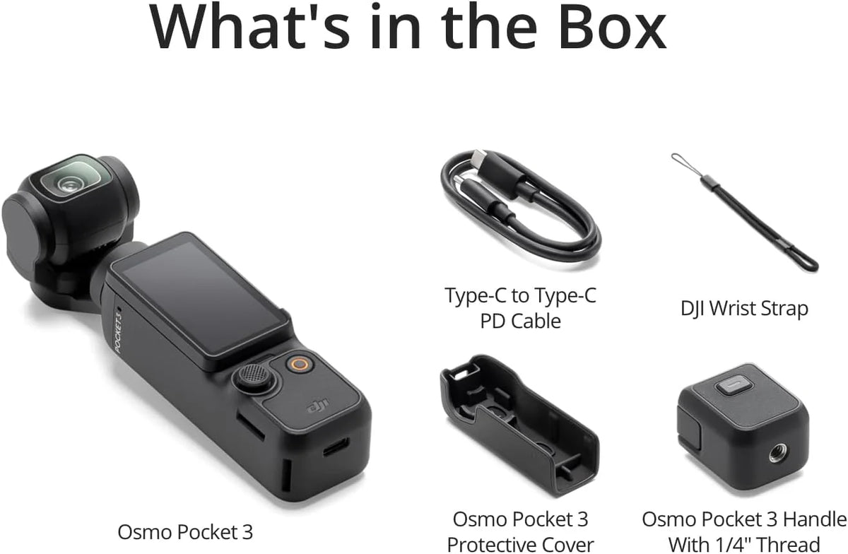 DJI Zestaw DJI Osmo Pocket 3 Kreator, Kamera Vlogging CMOS 1'', wideo 4K/120 FPS, stabilizacja 3-osiowa, śledzenie twarzy/obiektów, szybkie ustawianie ostrości, z mikrofonem dla uzyskania czystego