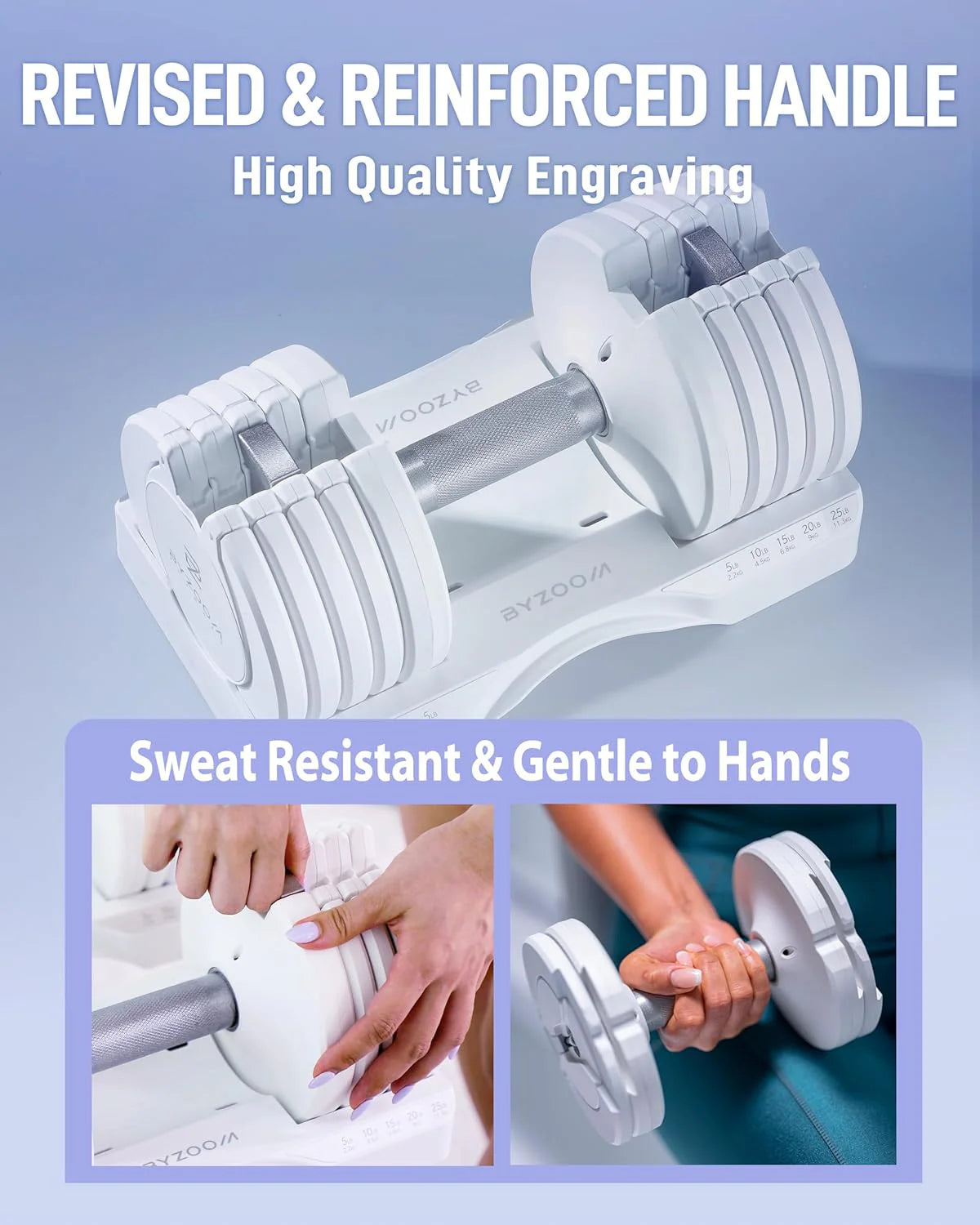 BYZOOM FITNESS Regulowane hantle – 12,5/11,3 kg pojedyncza jednostka LUB zestaw 5-12,7 cm - 1 regulowana waga do domowej siłowni, treningu siłowego i treningów fitness, biały lub czarny