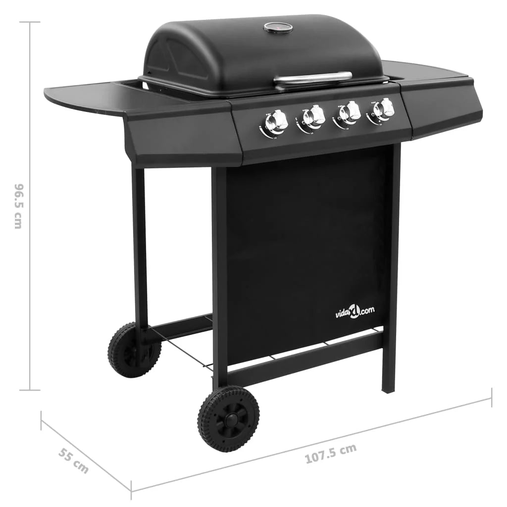 Grill gazowy z 4 palnikami, czarny V0202