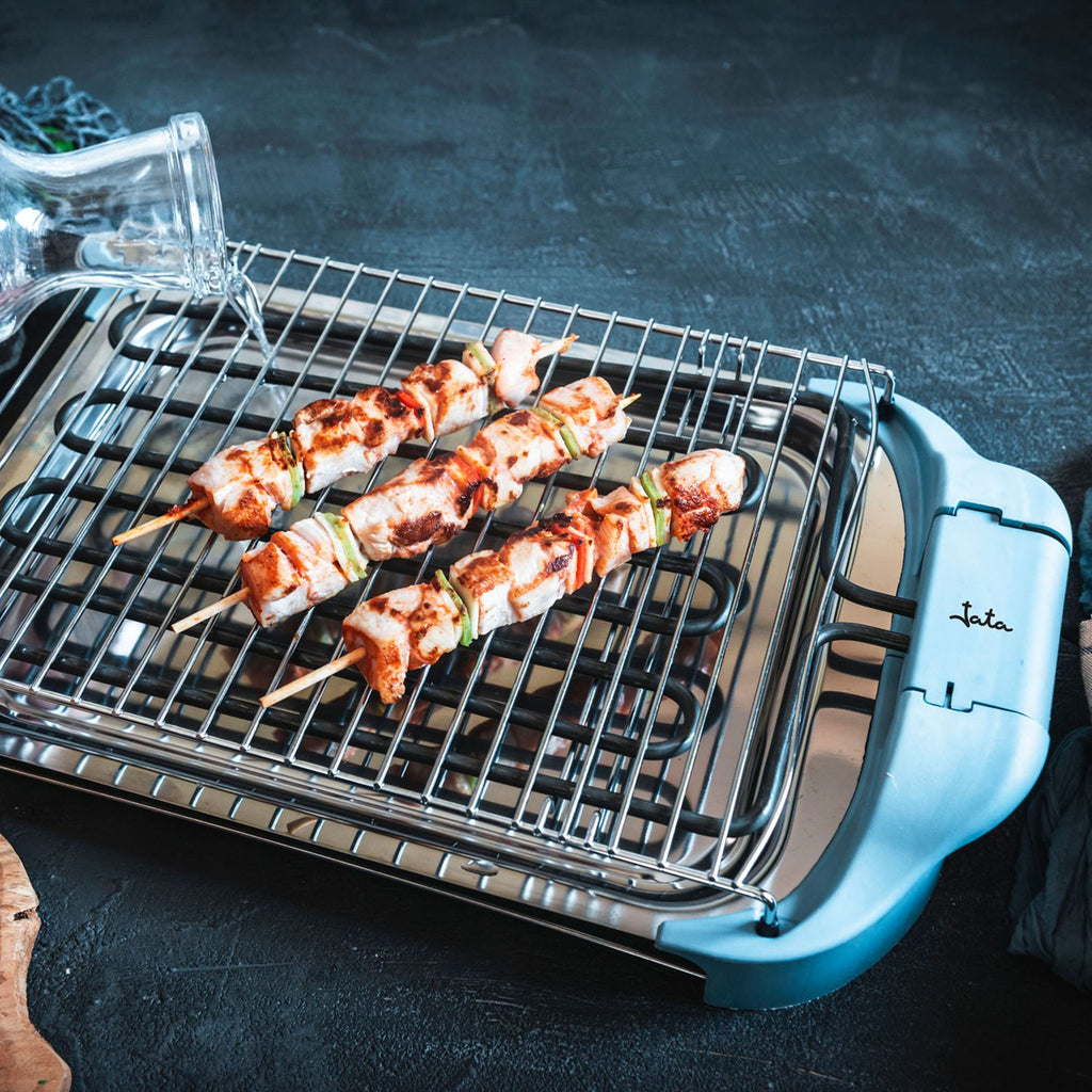 Grill elektryczny Jata BQ5101AM. Zdrowe gotowanie bez dymu i zapachów. Grill z 2 poziomami. Wyprodukowano w Hiszpanii.