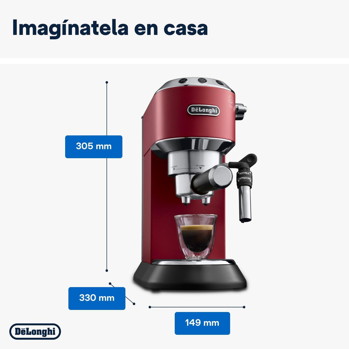 De'Longhi Dedica – Ekspres do kawy ze stali nierdzewnej z pompką do kawy mielonej lub na kapsułki, espresso i cappuccino, zbiornik 1,3 litra, system zapobiegający kapaniu, model EC685.M, kolor metaliczny