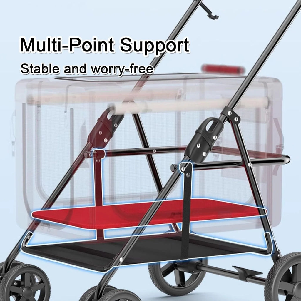 Dog Stroller, Cat Stroller, Pet Stroller, Portable Removable Carrier, with Top Mesh Windows, Breathable, Available in a Variety of Colors(Khaki)
