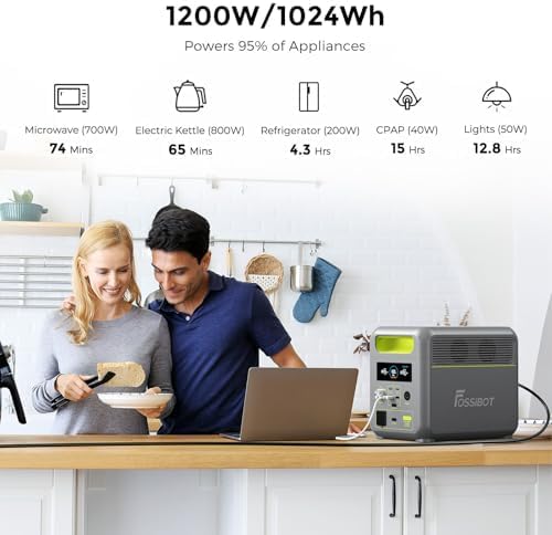 FOSSiBOT-Polska 1024Wh 1200W F1200 przenośna stacja zasilania 5-letnia gwarancja （Зарядна станція, 1024 Вт*год, 1200 Вт）