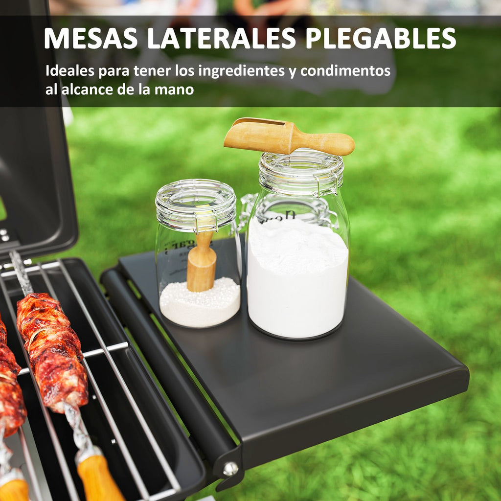 Grill gazowy Outsunny ABS ze stali nierdzewnej - 101 x 50 x 102 cm. Czarny