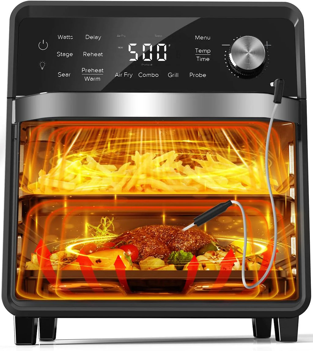 Nuwave X Chef Todd English Air Freyer Oven Combo, grill wtykowy z podgrzewaczami do podgrzewaczy, prawdziwy smak węgla drzewnego, nowy system konwekcji 2024, 2 razy bardziej jednolity, 100 wstępnie