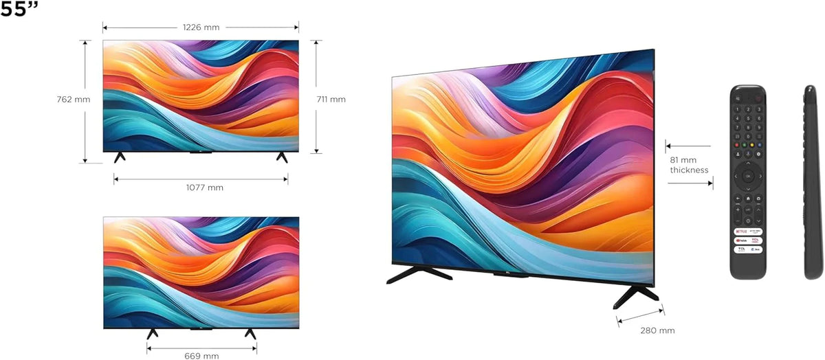 TCL 65V6C 65-calowy bezpośredni telewizor LED, 4K HDR TV, Smart TV Powered by Google (Dolby Audio, Motion Clarity, kompatybilny z Google Assistant & Alexa, 2025 nowy model)