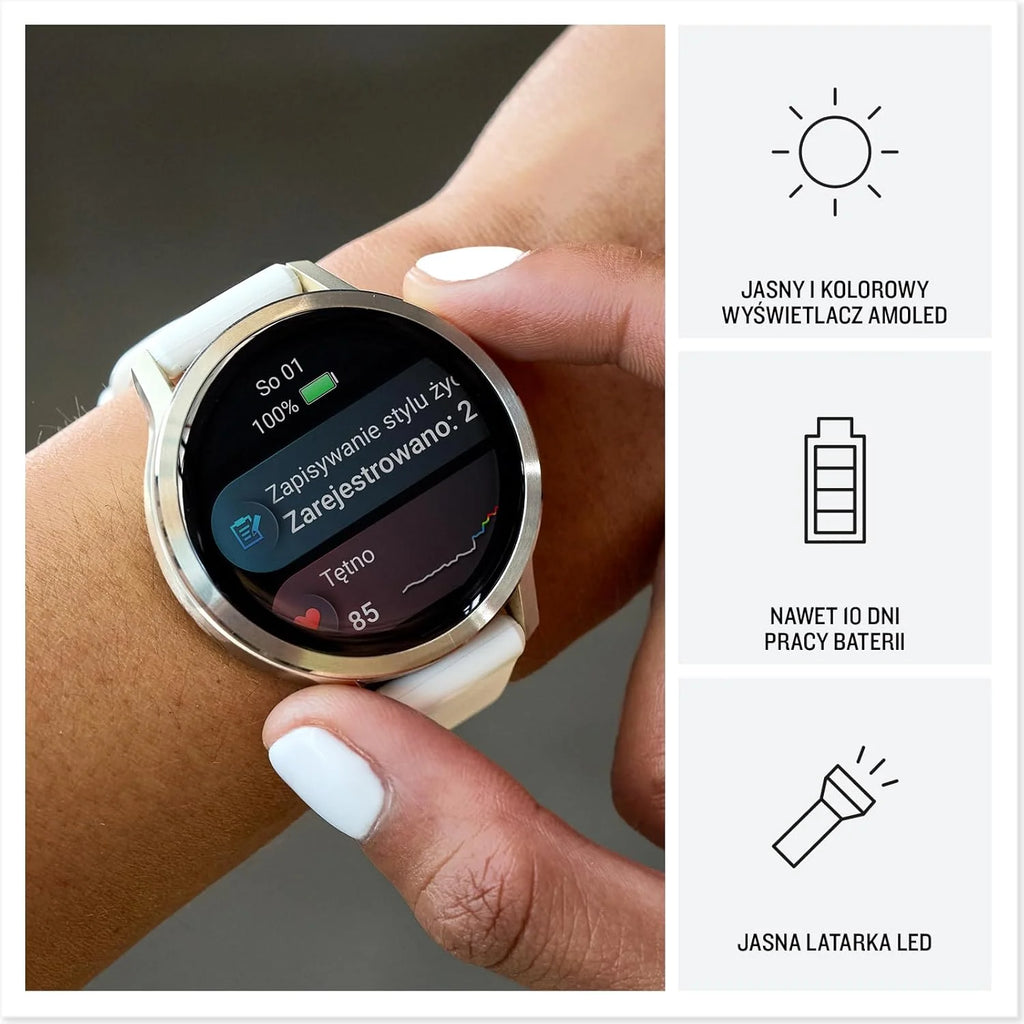 Garmin Venu 4 Premium Smartwatch GPS 41mm, AMOLED, Latarka LED, Slate Black/Black