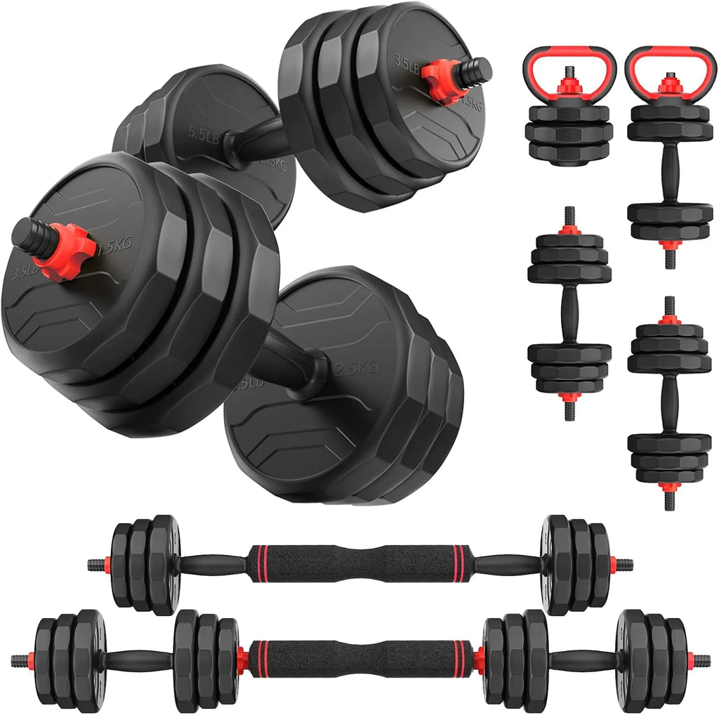 UKEEP Regulowany zestaw hantli, zestaw hantli 55/70/40.8 kg ze złączem, zestaw hantli 3 w 1 używany jako sztanga, kettlebell, ćwiczenia fitness do domowej siłowni odpowiednie dla mężczyzn/kobiet