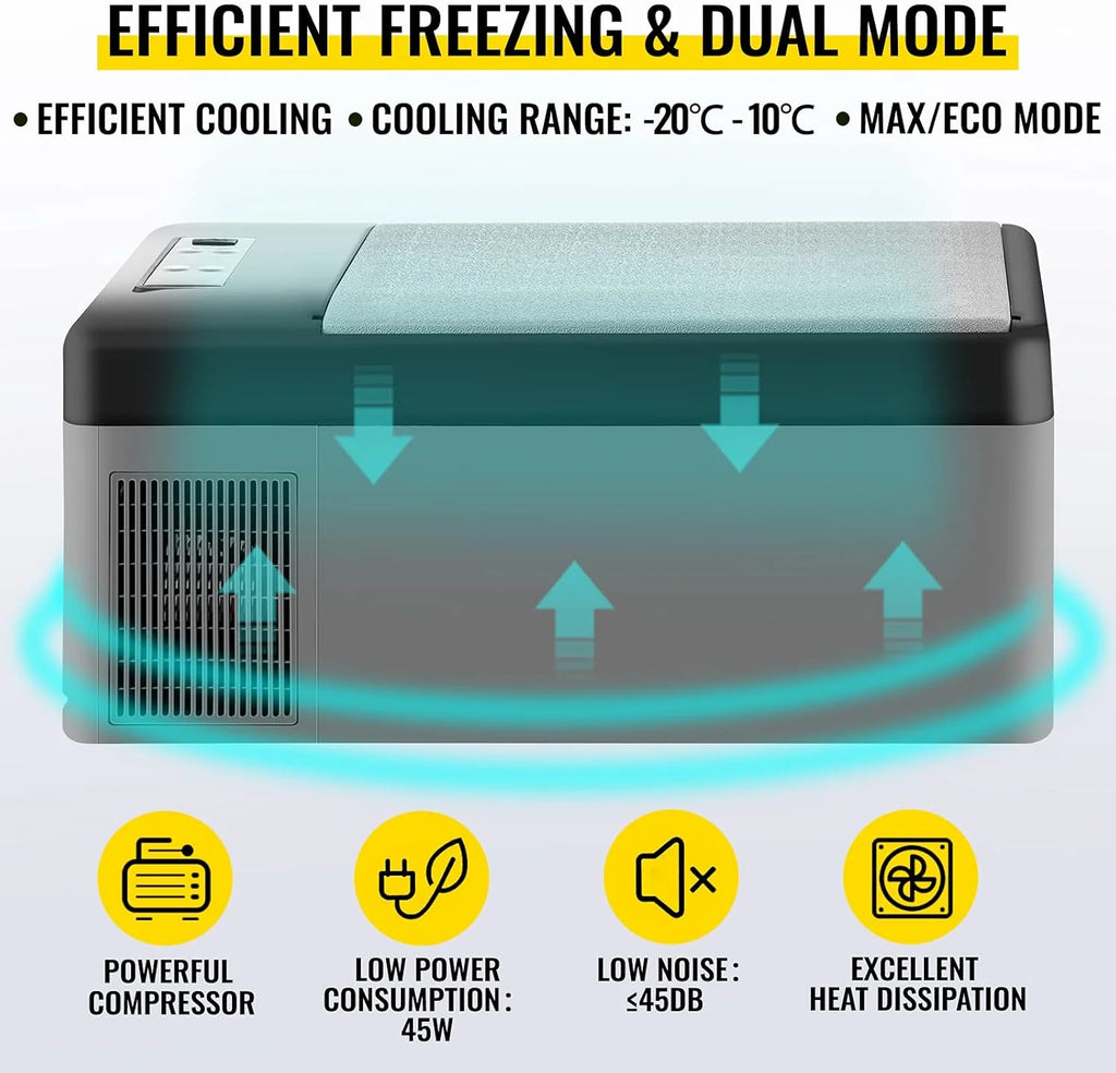 VEVOR Przenośna lodówka elektryczna 80 W, 12/24 V, wydajne chłodzenie -20℃ - 20℃ z niskim poziomem hałasu 45 dB, do samochodów i kamperów (55 l)