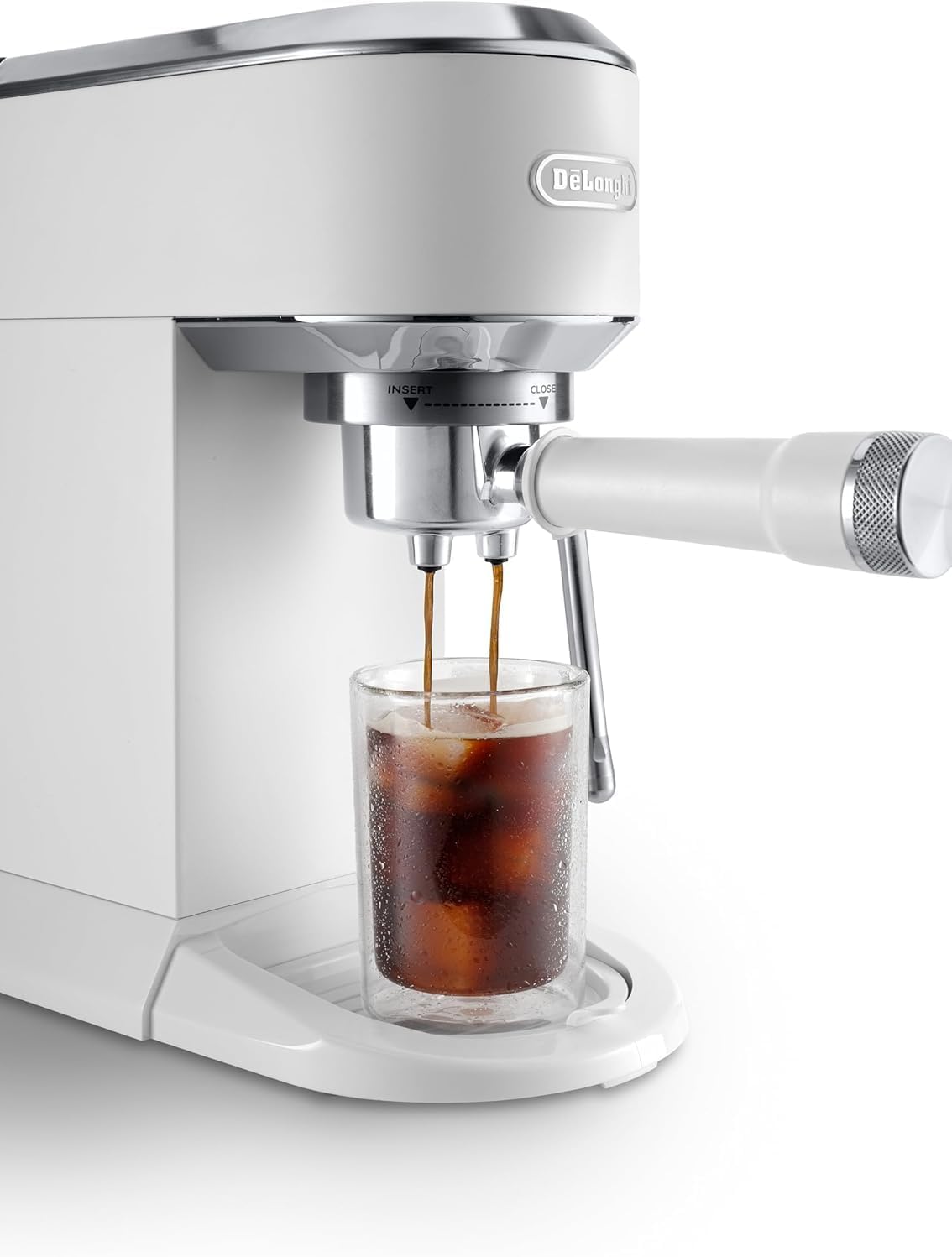 De'Longhi Dedica – Ekspres do kawy ze stali nierdzewnej z pompką do kawy mielonej lub na kapsułki, espresso i cappuccino, zbiornik 1,3 litra, system zapobiegający kapaniu, model EC685.M, kolor metaliczny