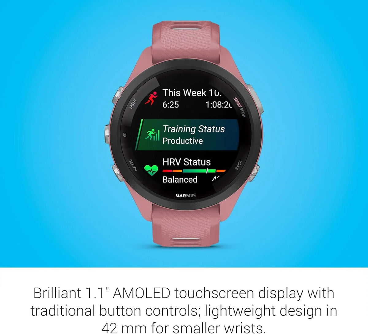 Garmin Forerunner 265 Smartwatch Do Biegania GPS 46mm, AMOLED, HRV Status, Do 13 Dni na Baterii, Czarny