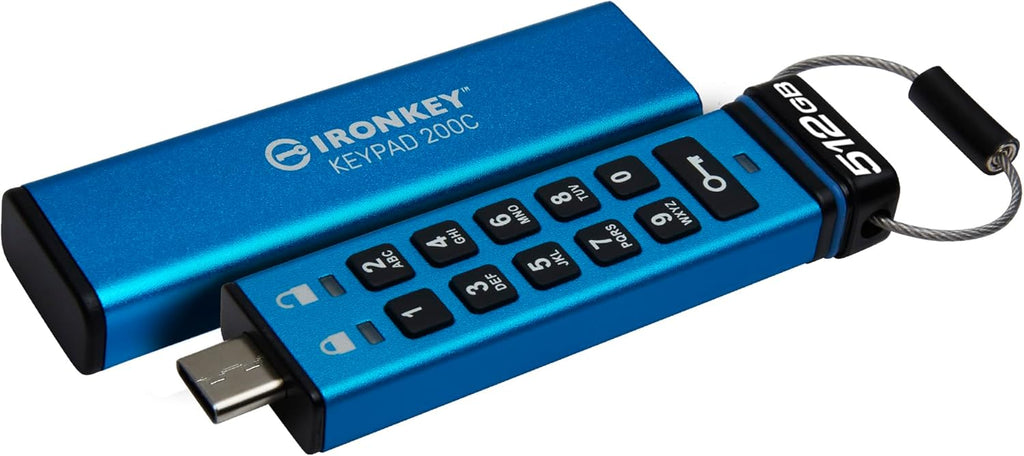 Kingston IronKey klawiatura 200C typu C szyfrowana sprzętowo pamięć flash USB FIPS 140-3 poziom 3 (w toku) z 256-bitowym szyfrowaniem sprzętowym XTS-AES - IKKP200C/512GB