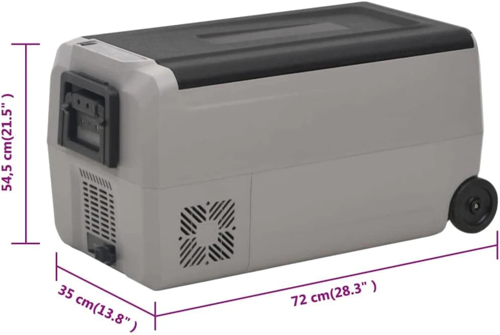 vidaXL Lodówka na kółkach, z zasilaczem, czarno-szara, 60 L, PP i PE, lodówka turystyczna, mała lodówka, chłodziarka turystyczna, lodówka przenośna