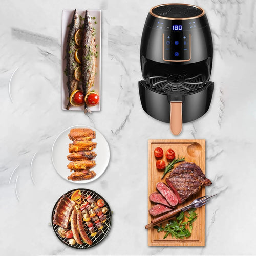 5,5 l 1300 W Air Fryer One-Touch Screen Oven z nieprzywierającym koszykiem, Smart Finish do pieczenia, grillowania, suszenia i nie tylko, dla szybkiej, łatwej w użyciu (ekran dotykowy) wydajności To