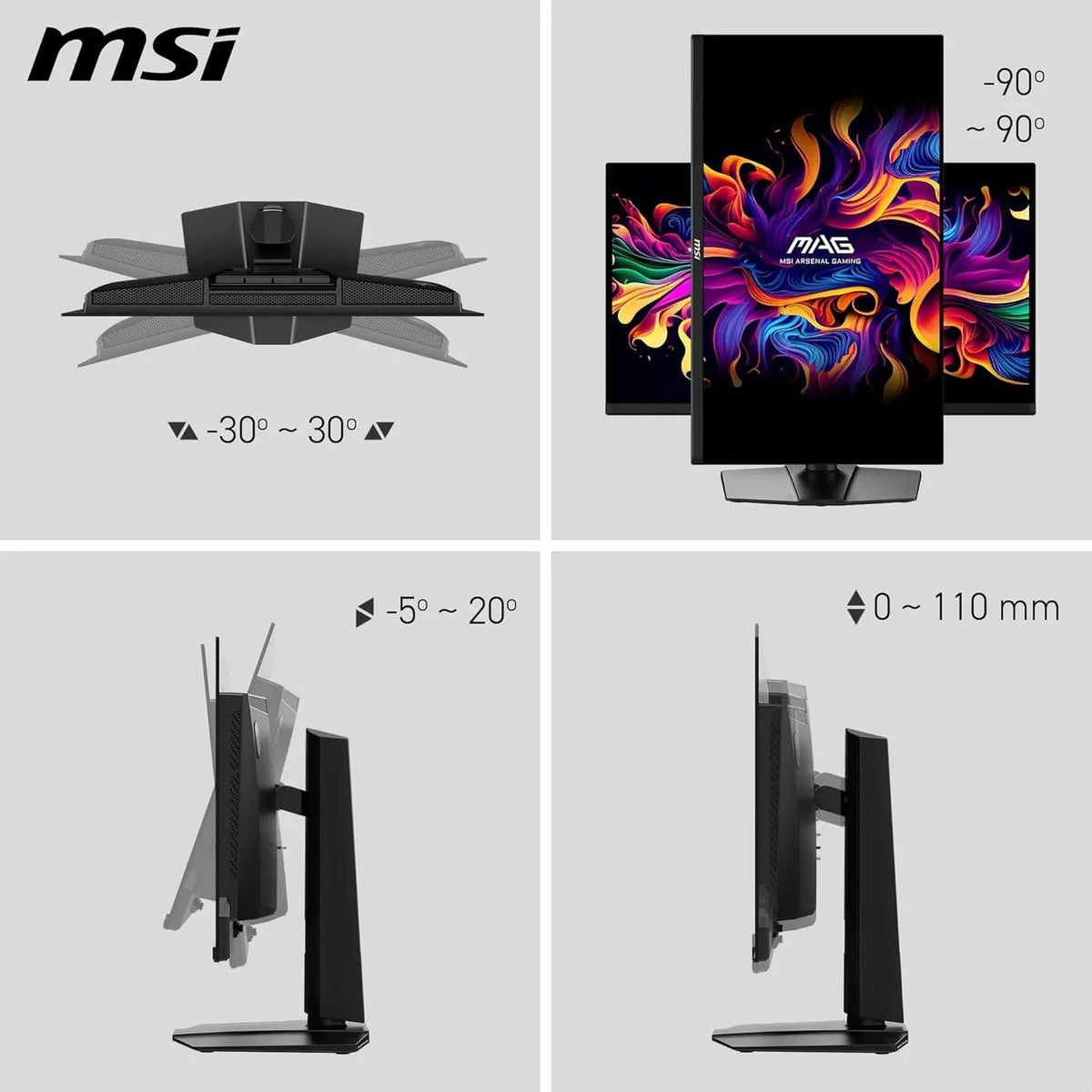 MSI MAG 271P QD-OLED X24 wyświetlacz gamingowy 67.3 cm WQHD - Quantum Dot OLED Panel 2560 x 1440, 240Hz / 0,03ms, 99% DCI-P3, XXL) E≤2, DisplayHDR True Black 400 - DP 1.4a, HDMI 2.1
