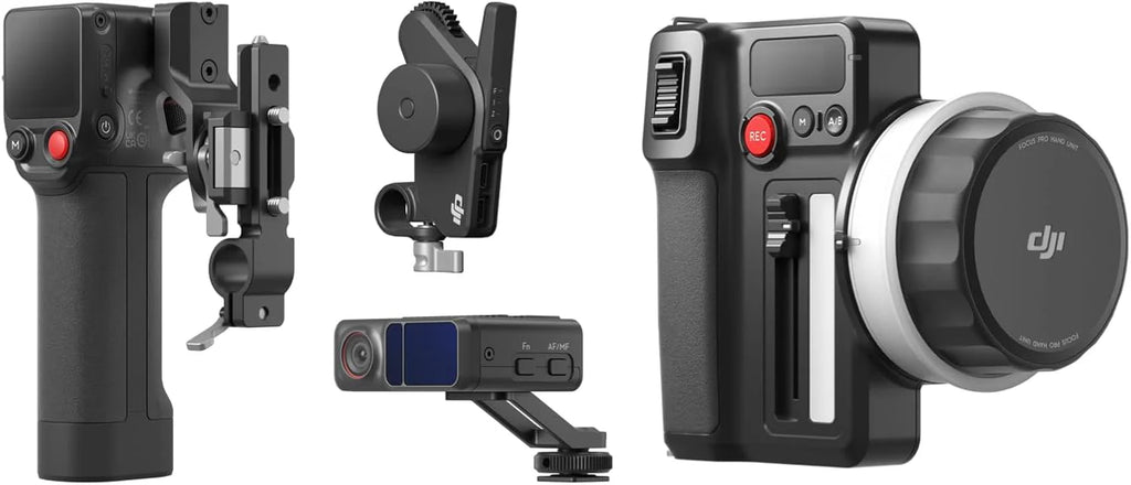 DJI Focus Pro All-In-One Combo, AMF system sterowania obiektywem, 20 m ostrości motywu, 76 800 punktów pomiarowych LiDAR, rozpoznawanie AI, sterowanie obiektywem FIZ, dodatkowo z jednostką ręczną