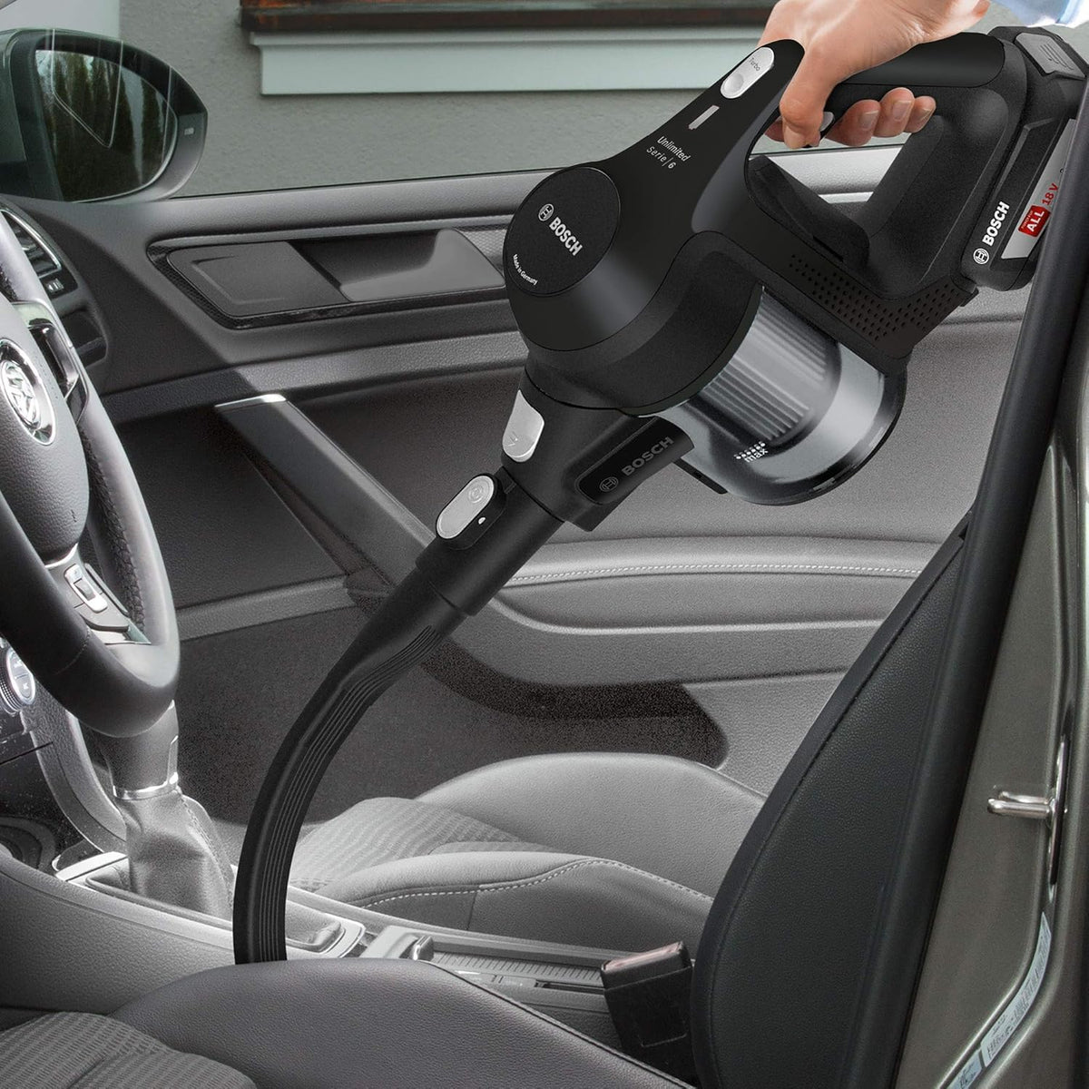 Bosch Akumulatorowy odkurzacz Unlimited seria 6 BKS6111P, bezprzewodowy odkurzacz ręczny, bezworkowy, lekki, higieniczny filtr, wysoka moc ssania, długi czas pracy, ssawka szczelinowa, wszystkie