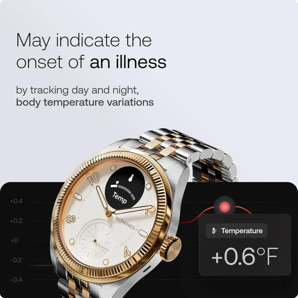 Withings Scanwatch Nova Brilliant Hybrydowy smartwatch Health dla mężczyzn i kobiet, SPO2, monitorowanie temperatury, sen, zdrowie układu oddechowego, monitorowanie cyklu, 30-dniowa żywotność baterii