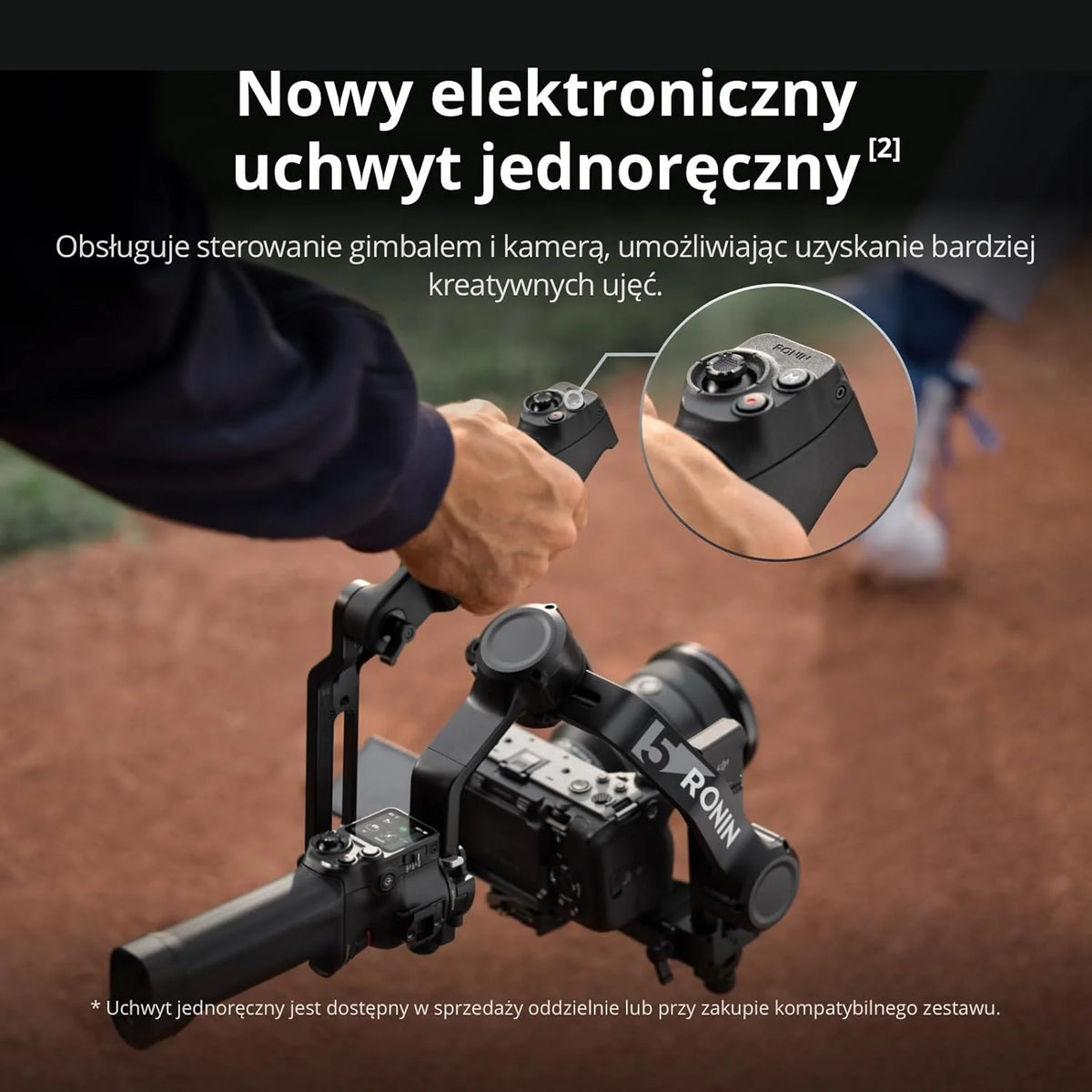 DJI RS 5, stabilizator gimbala do kamer Canon, Sony, Panasonic, Nikon, Fujifilm, przyciski precyzyjnego strojenia, automatyczne blokady osi 2. generacji, statyw do szybkiego otwierania, wyświetlacz