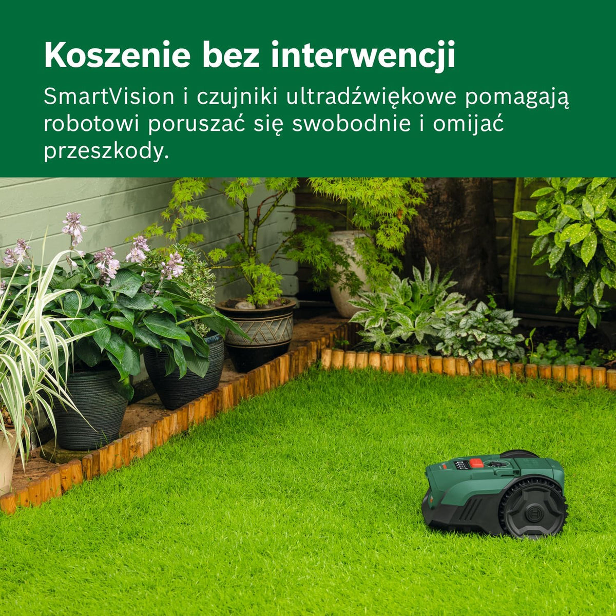 Bosch Akumulatorowy robot koszący VISIMOW18V-100 (do trawników o powierzchni do 100 m², szerokość cięcia: 16 cm, wysokość cięcia: 20 – 60 mm, bez akumulatora)