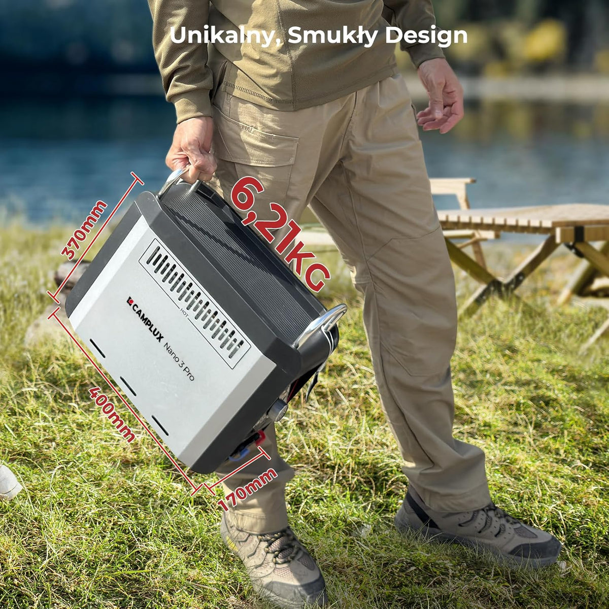 CAMPLUX Nano 3 Pro Aquecedor de Agua a Gás com Bomba de Agua, 3 L/min, Butano (28-30 mbar)/ Propano (37 mbar), para Autocaravana, Campismo