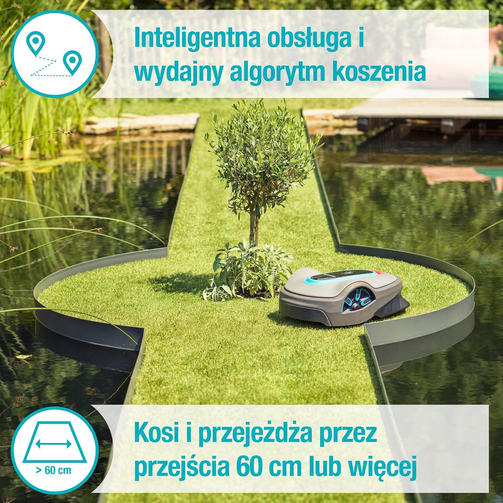 Gardena SILENO life: kosiarka automatyczna do trawników o powierzchni do 1000 m², sterowana za pomocą aplikacji Bluetooth, bardzo cicha - 57 db(A), kosi w każdych warunkach pogodowych (wersja PL)
