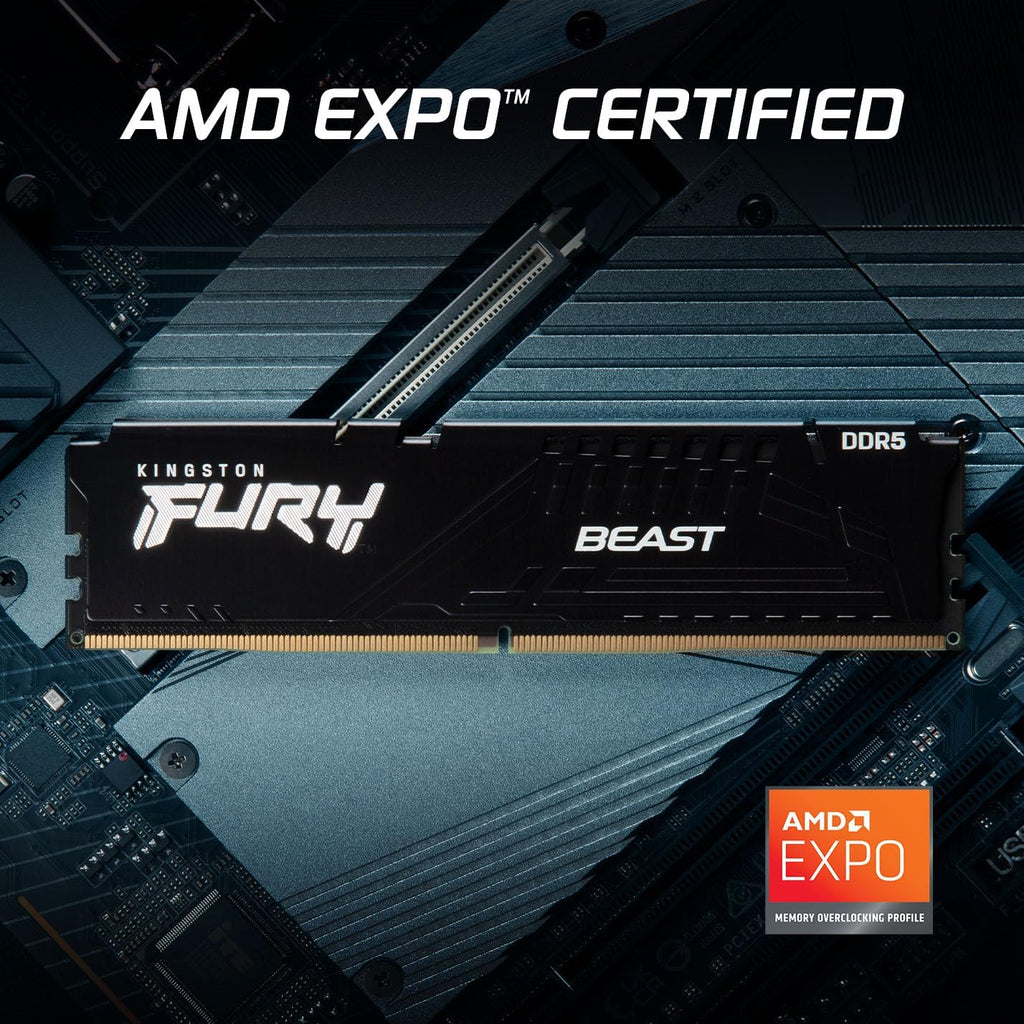 Kingston FURY Beast Black 16GB 6000MT/s DDR5 CL30 DIMM Desktop Gaming Memory Pojedynczy moduł - KF560C30BBE-16