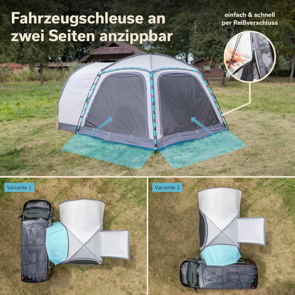 Skandika Pitea 4 Flex Protect Bundle namiot kopułowy z kluczem typu van; namiot kempingowy dla 4 osób, z zamkiem, do furgonetki, wszyta podłoga, słup wody 5000 mm, UPF 50+, namiot, kemping, do