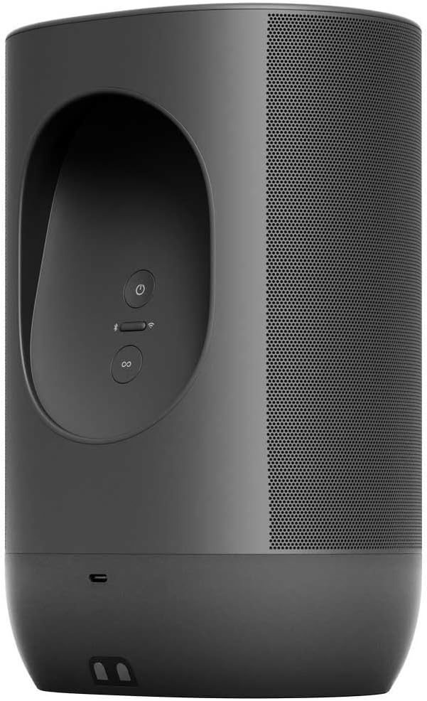 Sonos Move, Dzięki temu potężnemu, wytrzymałemu i wszechstronnemu inteligentnemu głośnikowi możesz cieszyć się odważnym dźwiękiem, który Cię poruszy i podąży za Tobą. (Czarny)