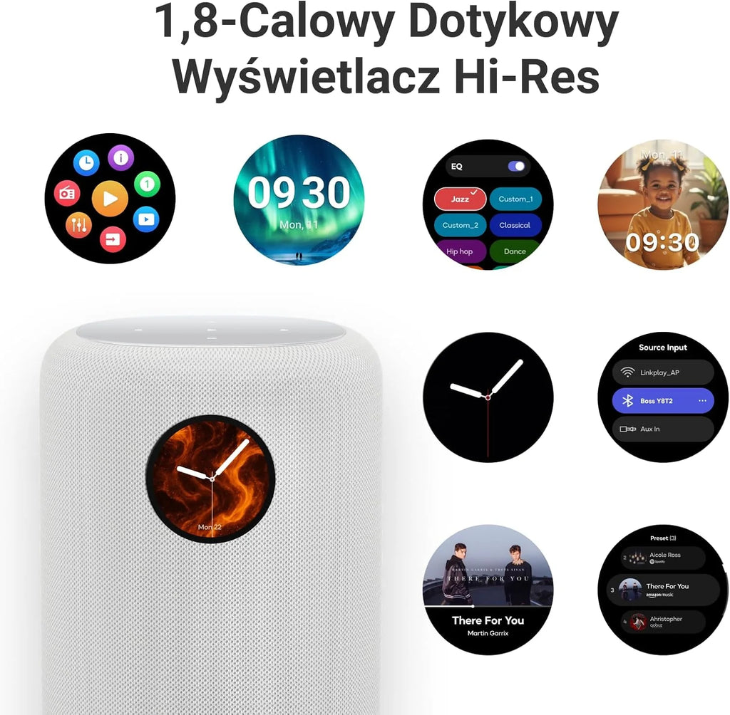 WiiM Sound inteligentny głośnik z ekranem 1,8″, Hi-Res 24-bit/192 kHz, AI RoomFit™, 100 W, Wi-Fi 6E/Bluetooth 5.3, multiroom i stereo, pilot w zestawie, Czarny