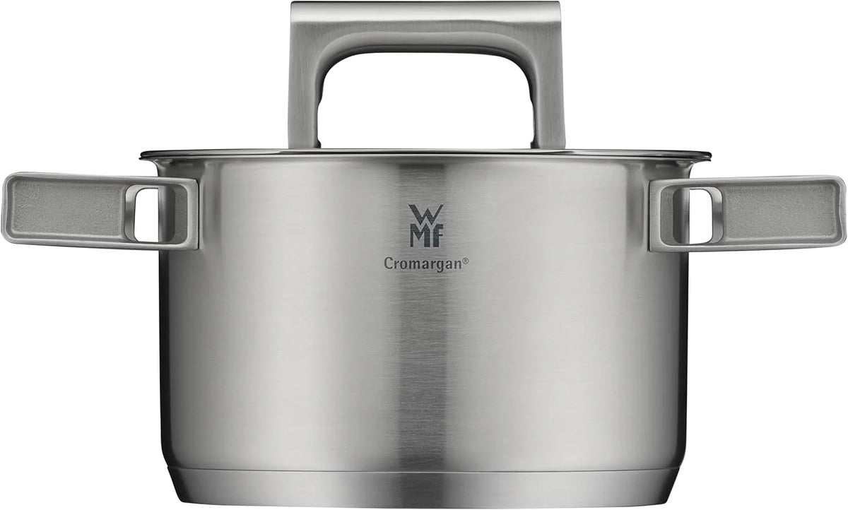 WMF Ultimate Cool 5-częściowy zestaw garnków indukcyjnych z pokrywką ze stali nierdzewnej, matowa stal nierdzewna Cromargan, zestaw garnków indukcyjnych niepowlekanych, skala wewnętrzna, nadaje się do