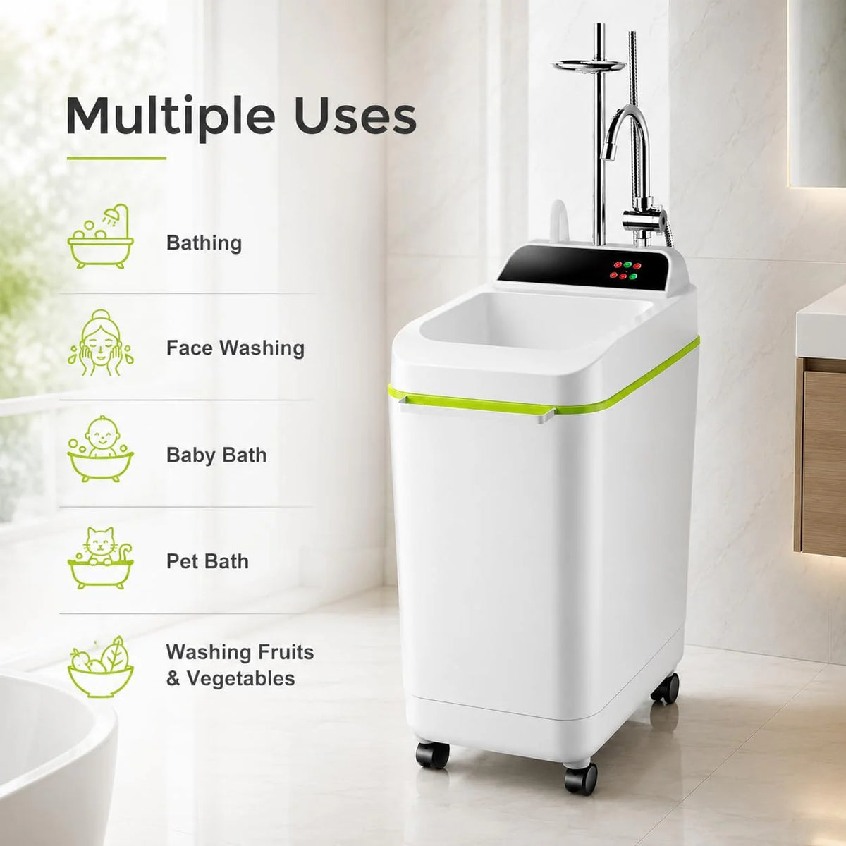 Przenośny podgrzewacz wody, 50 l, 2000 W, kempingowa maszyna prysznicowa z automatycznym wyłączaniem do przyczep kempingowych, podróży i kąpieli zwierząt domowych