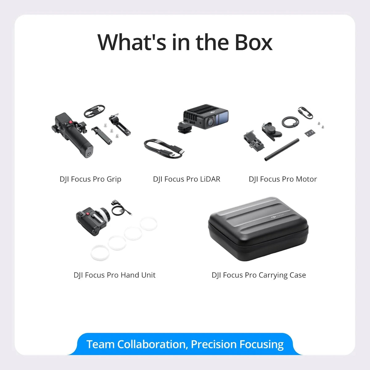 DJI Focus Pro All-In-One Combo, AMF system sterowania obiektywem, 20 m ostrości motywu, 76 800 punktów pomiarowych LiDAR, rozpoznawanie AI, sterowanie obiektywem FIZ, dodatkowo z jednostką ręczną