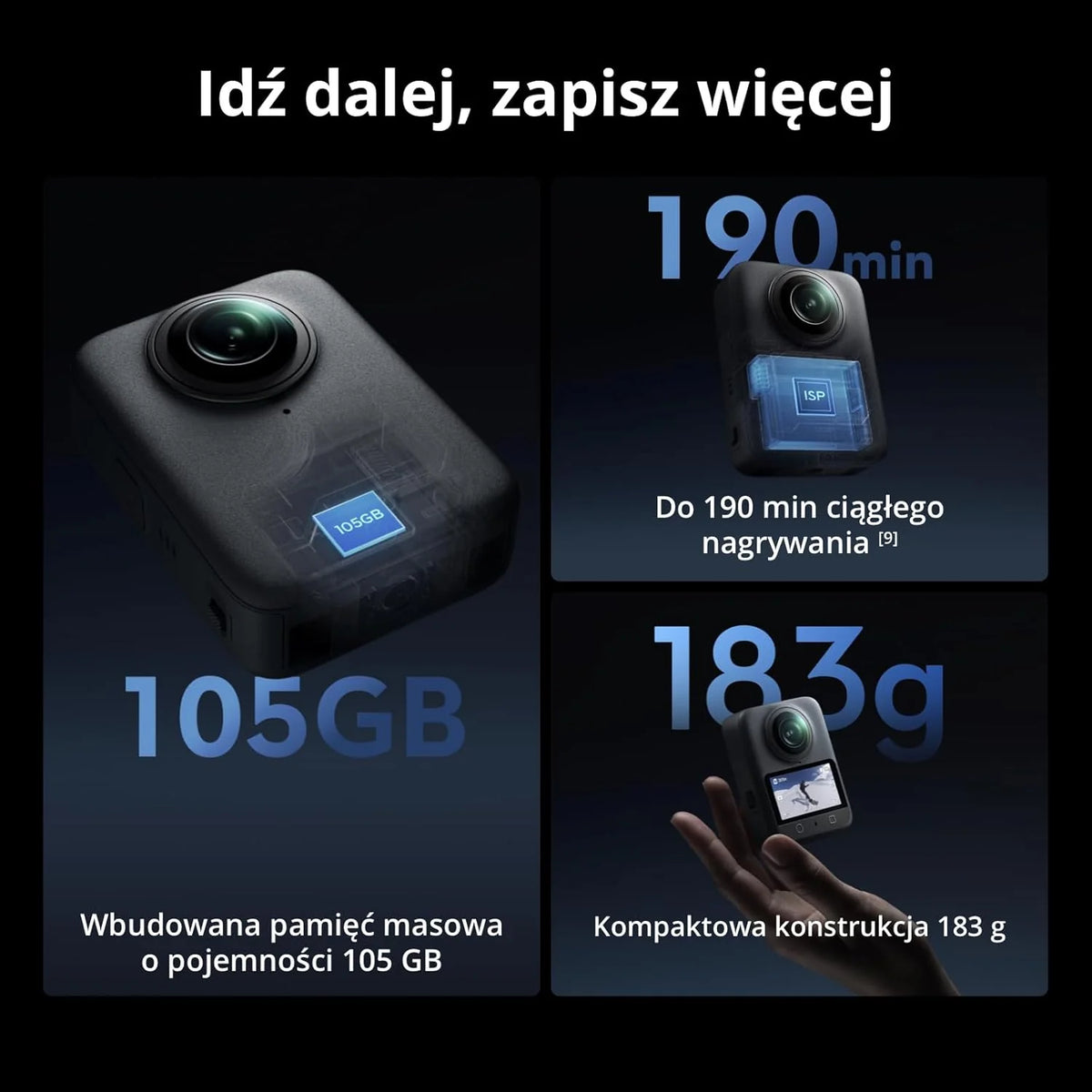 DJI Osmo 360 Essential Combo, kamera 360 z 1-calowym obrazowaniem 360°, natywne wideo 8K 360°, zestaw z niewidocznym selfie stickiem 1,2 m, wydłużony czas pracy z 2 akumulatorami