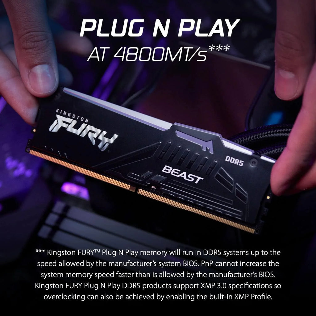 Kingston FURY Beast Czarny RGB XMP 64GB 6000MT/s DDR5 CL40 DIMM Pamięć gracza dla komputerów stacjonarnych Zestaw 4 - KF560C40BBAK4-64