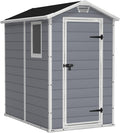 Keter Manor 4X6 - Domek ogrodowy, 130x192x198 cm i 2,2 m², podłoga, system wentylacji, drzwi i okno, wodoodporny, szary