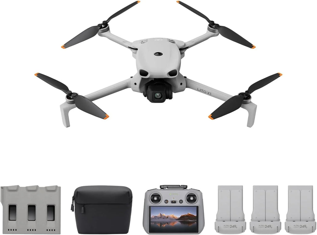 DJI Lito X1 Fly More Combo z kamerą DJI RC 2, dron 4K dla początkujących, wykrywanie przeszkód, ActiveTrack, czujnik 1/1,3 cala, lekki dla dorosłych, transmisja wideo 15 km, 3 baterie, C0