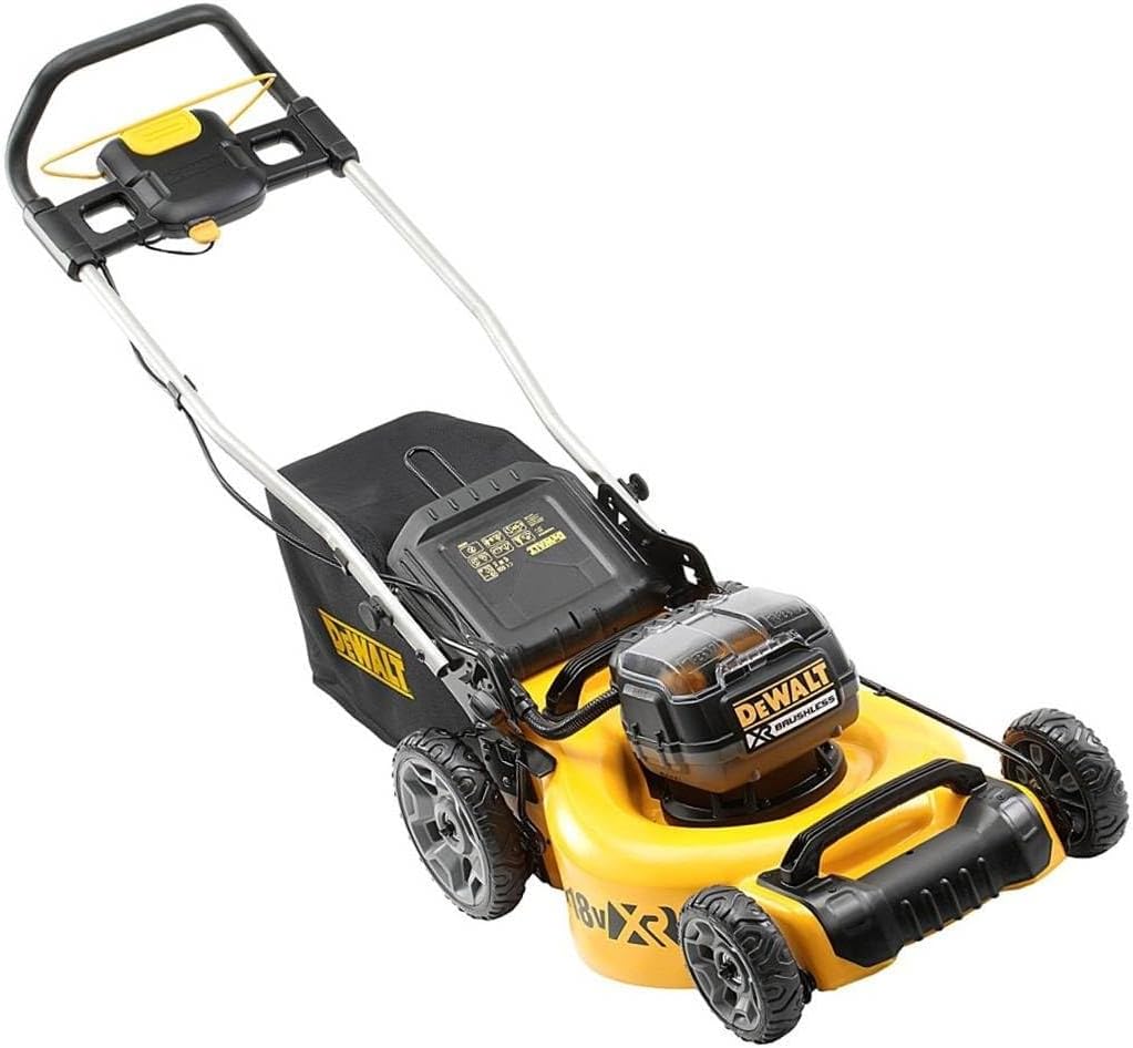 DEWALT - XR bezszczotkowa kosiarka 18V 5Ah Li-Ion - DCMW564P2-QW - akumulatorowa kosiarka do trawy z 2 akumulatorami, ładowarką i torbą na pickup 55 l - szerokość cięcia 48cm - koszenie do 800m2-36V