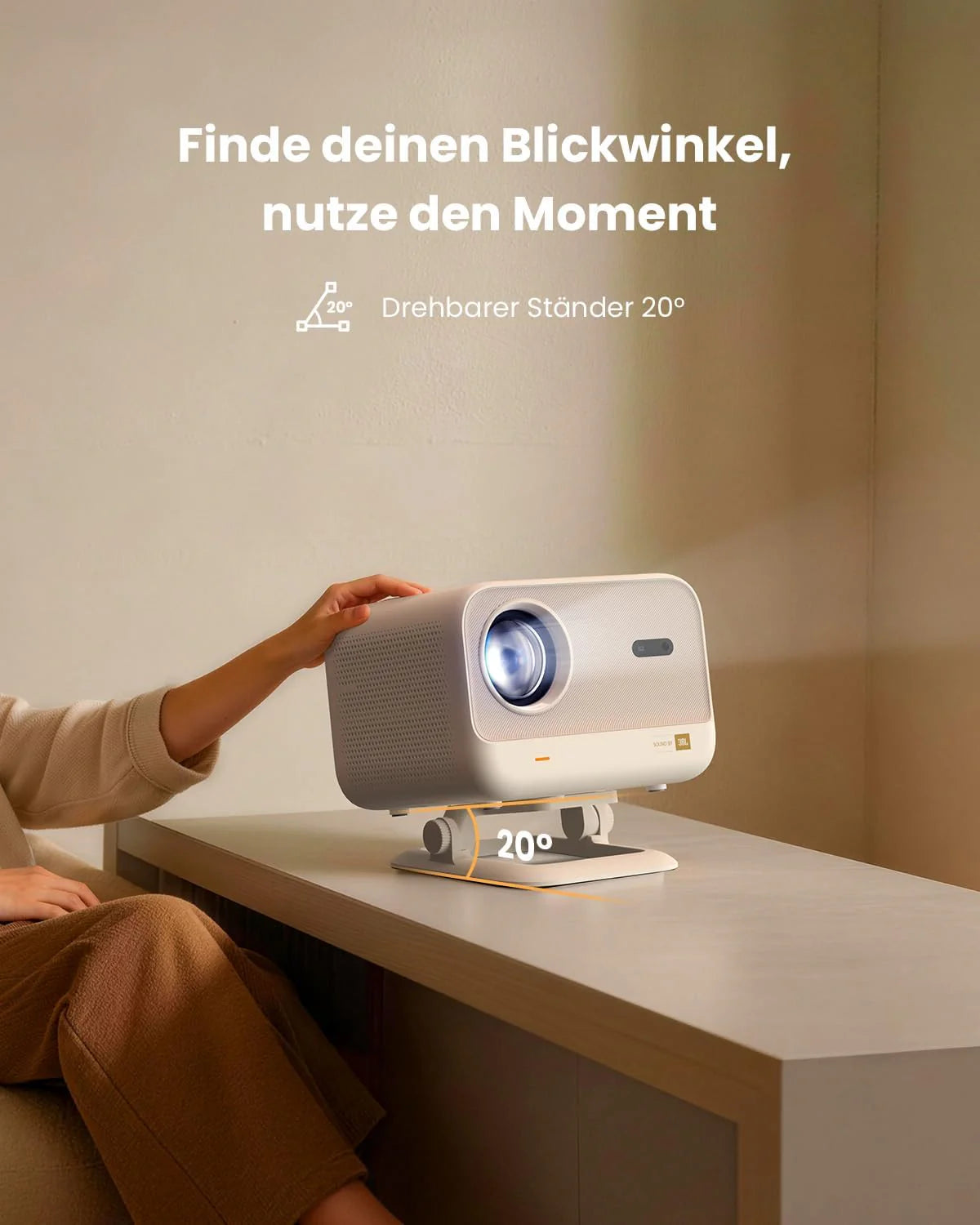 Projektor Netflix Ready, projektor jasności JBL Dual 8 W Dolby Audio, automatyczne ustawianie ostrości i Keystone, WiFi i Bluetooth, Yaber L2 Plus 150 cali, projektor kina domowego, Native 1080p