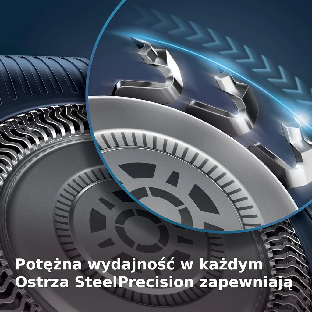 Philips Golarka Series 7000 – golarka elektryczna do golenia na mokro i na sucho z technologią SkinIQ z wysuwanym trymerem, pojemnikiem do szybkiego czyszczenia i wkładem, Philips One Blade