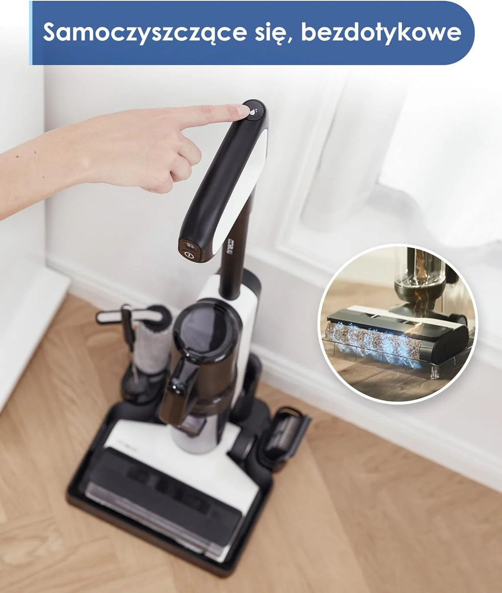 Tineco FLOOR ONE S5 Inteligentny bezprzewodowy odkurzacz na mokro i na sucho i mop do twardych podłóg, cyfrowy wyświetlacz, długi czas pracy, doskonały do lepkiego bałaganu i sierści zwierząt