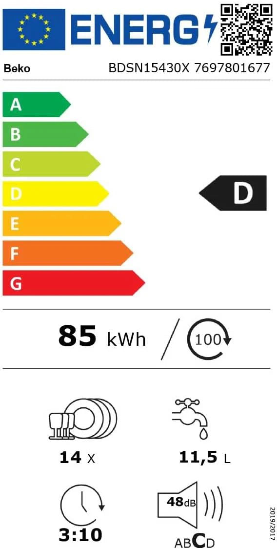 Beko BDIN16430 b300 zmywarka do zabudowy 60 cm w pełni zintegrowana, na 14 nakryć wymiarowych, 3 poziomy zmywania, 5 temperatur, 6 programów, połowa obciążenia, automatyczne otwieranie drzwi,
