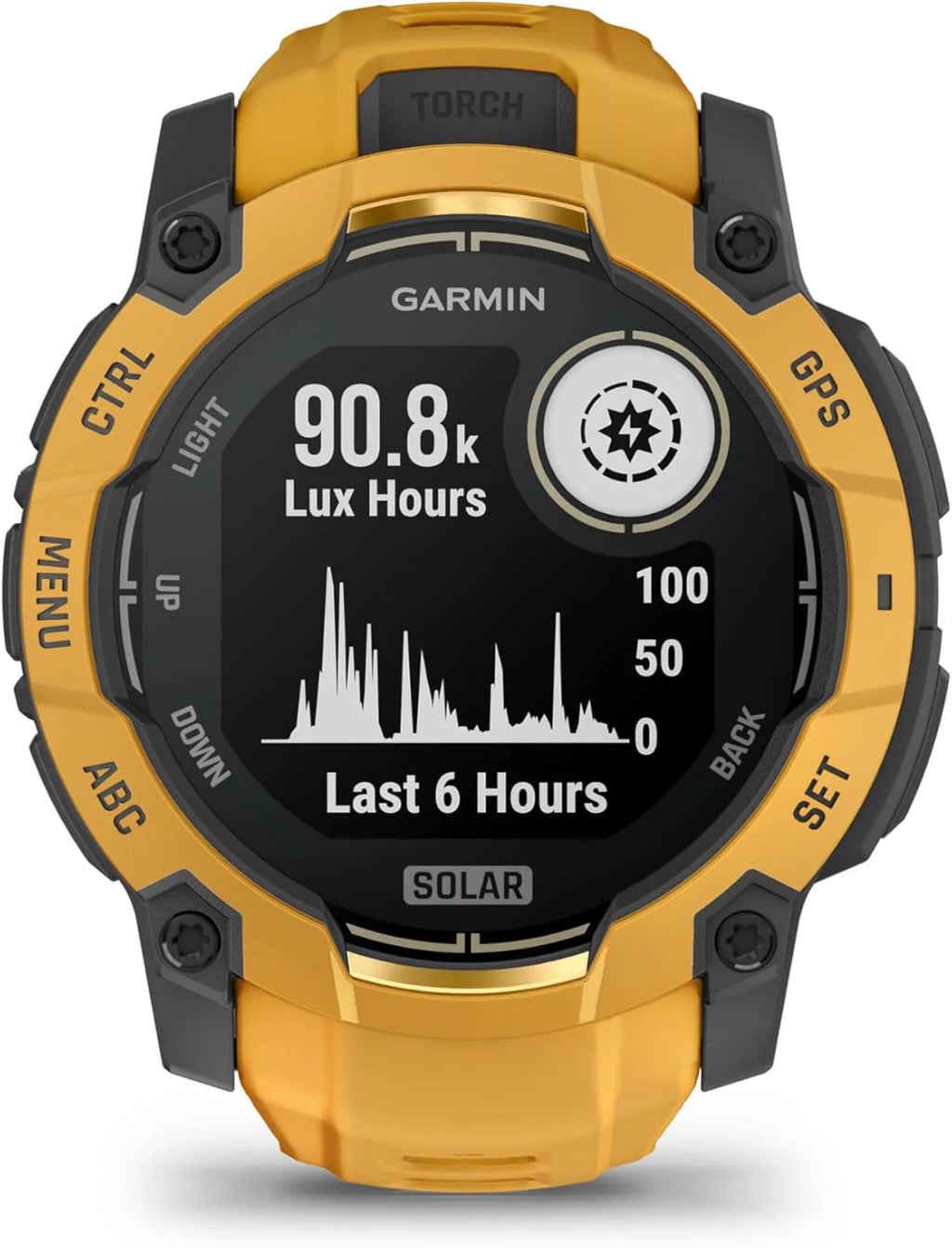 Garmin Instinct 3 SOLAR Wytrzymały Smartwatch GPS, 45 mm, Wbudowane Aplikacje Sportowe i Zdrowotne, Latarka LED, 10ATM, Sunburst