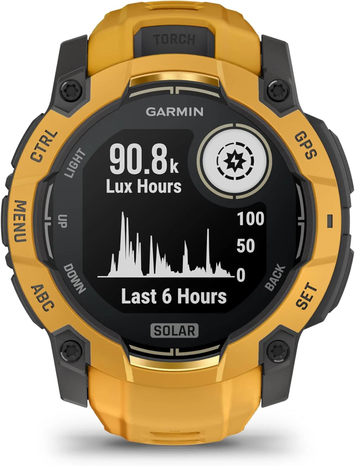 Garmin Instinct 3 SOLAR Wytrzymały Smartwatch GPS, 45 mm, Wbudowane Aplikacje Sportowe i Zdrowotne, Latarka LED, 10ATM, Sunburst