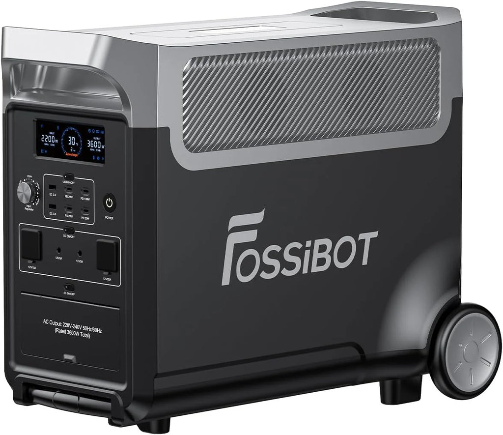 FOSSiBOT F3600 Przenośna stacja zasilania, generator fotowoltaiczny 3840 Wh, bateria LiFePO4, możliwość rozbudowy do 3.8-11.5 kWh na kempingu i w kamperze