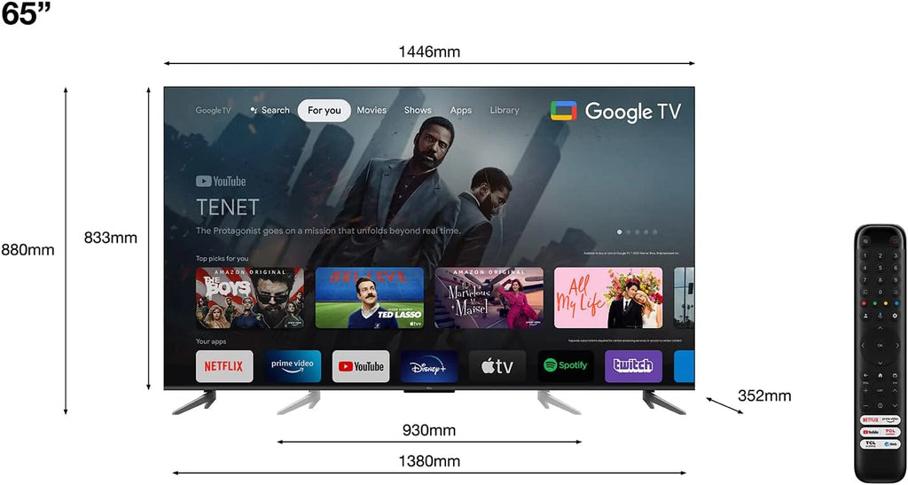 TCL 55T69C 55 QLED 60HZ 4K HDR, Google TV, Smart TV (Dolby Vision & Atmos, Motion Clarity, kompatybilny z Google Assistant & Alexa), 2025