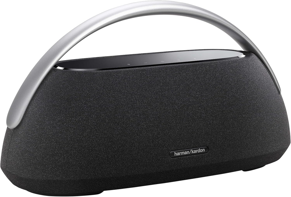 Harman Kardon Go+ Play 3 Bezprzewodowy Głośnik Bluetooth z Mikrofonem, USB, Wbudowanym Akumulatorem, 8h Odtwarzania i Dźwiękiem Stereo, Szary