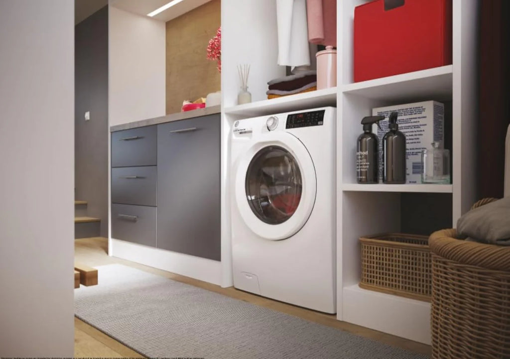 Hoo ver, Pralka Slim H-WASH 350, H3WP4474TAM6/1-S, Pralka ładowana od przodu, 7 KG, klasa A-10%, 1200 obrotów, 77 dB, Para, 16 programów, Opóźniony start, Biały, AxLxP 85x60x45 cm