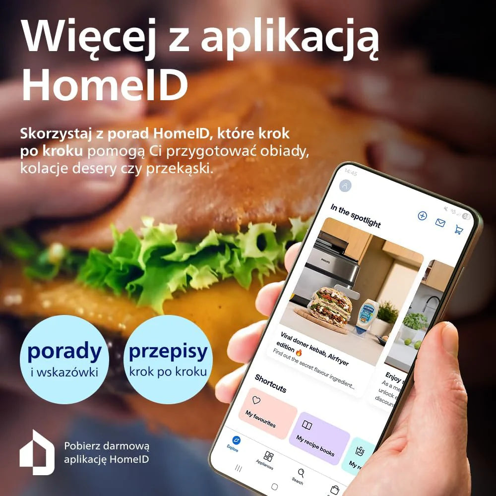 Philips Airfryer Ovi serii 5000 Megabasket z parą - Steamfry, Gotowanie na parze i Airfry, 28 metod gotowania; 9,5 l w Megabasket lub 3 l + 6 l w podwójnym koszu, RapidAir, czyszczenie parą (NA565/00)